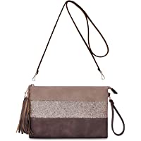 CRAZYCHIC - Bolso Bandolera Lentejuelas Mujer - Cartera de Mano Cuero PU Rayas - Bolsos de Fiesta Noche Embrague…